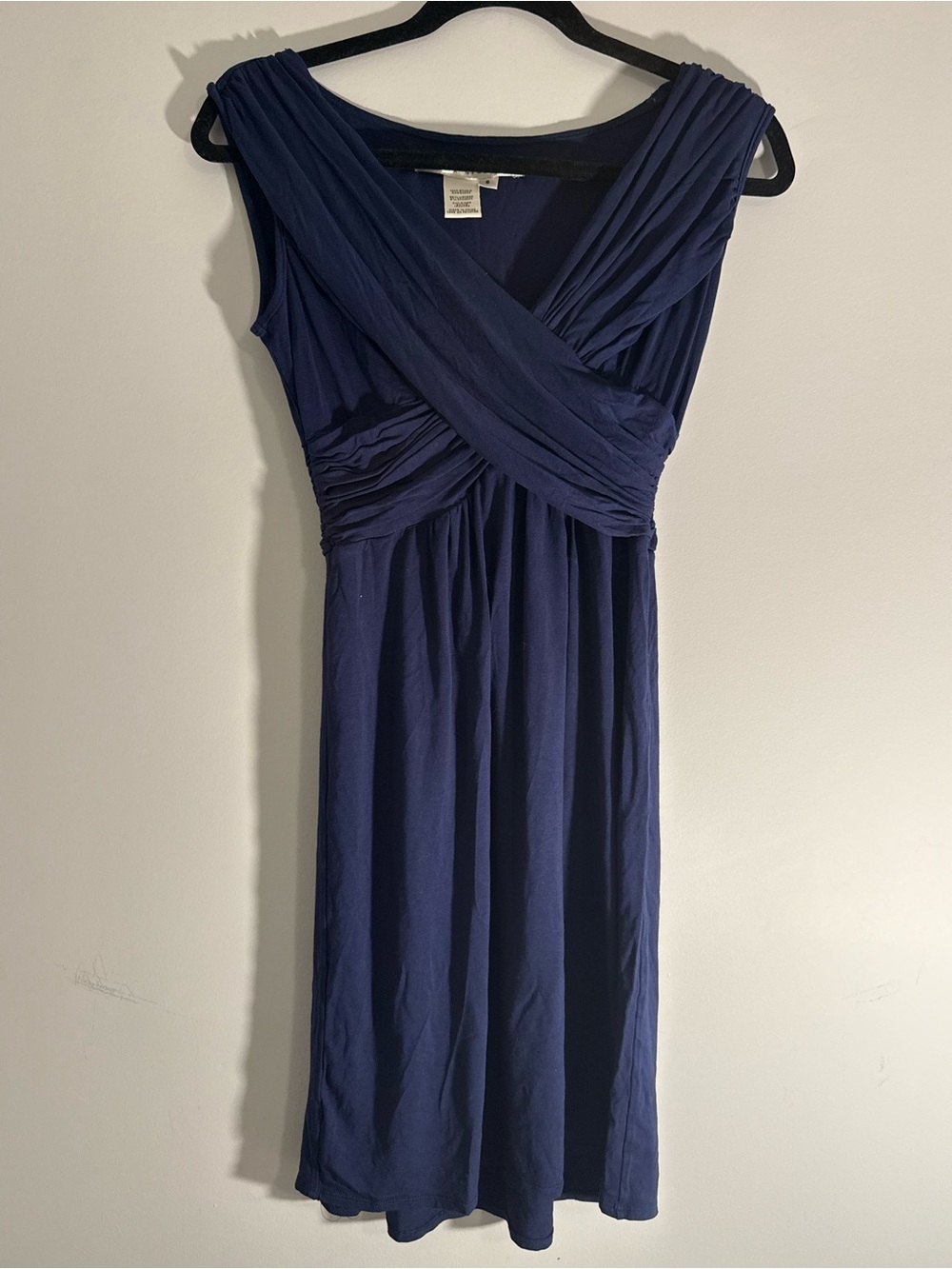 Max Studio Navy Crossover V-Neck Dress